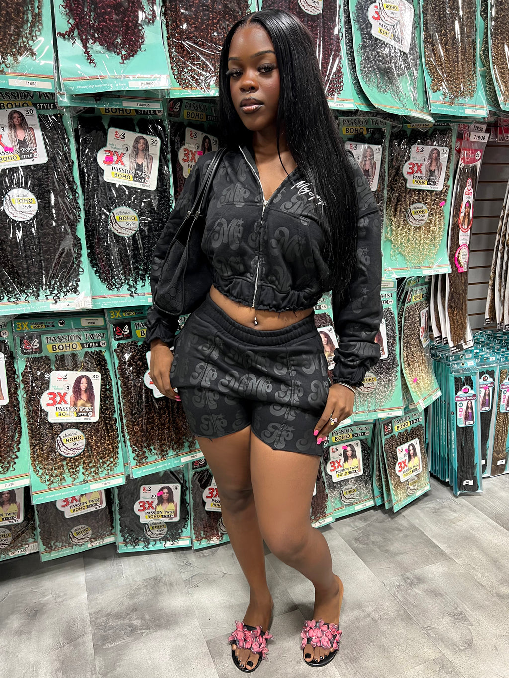 Womens Black Short Set