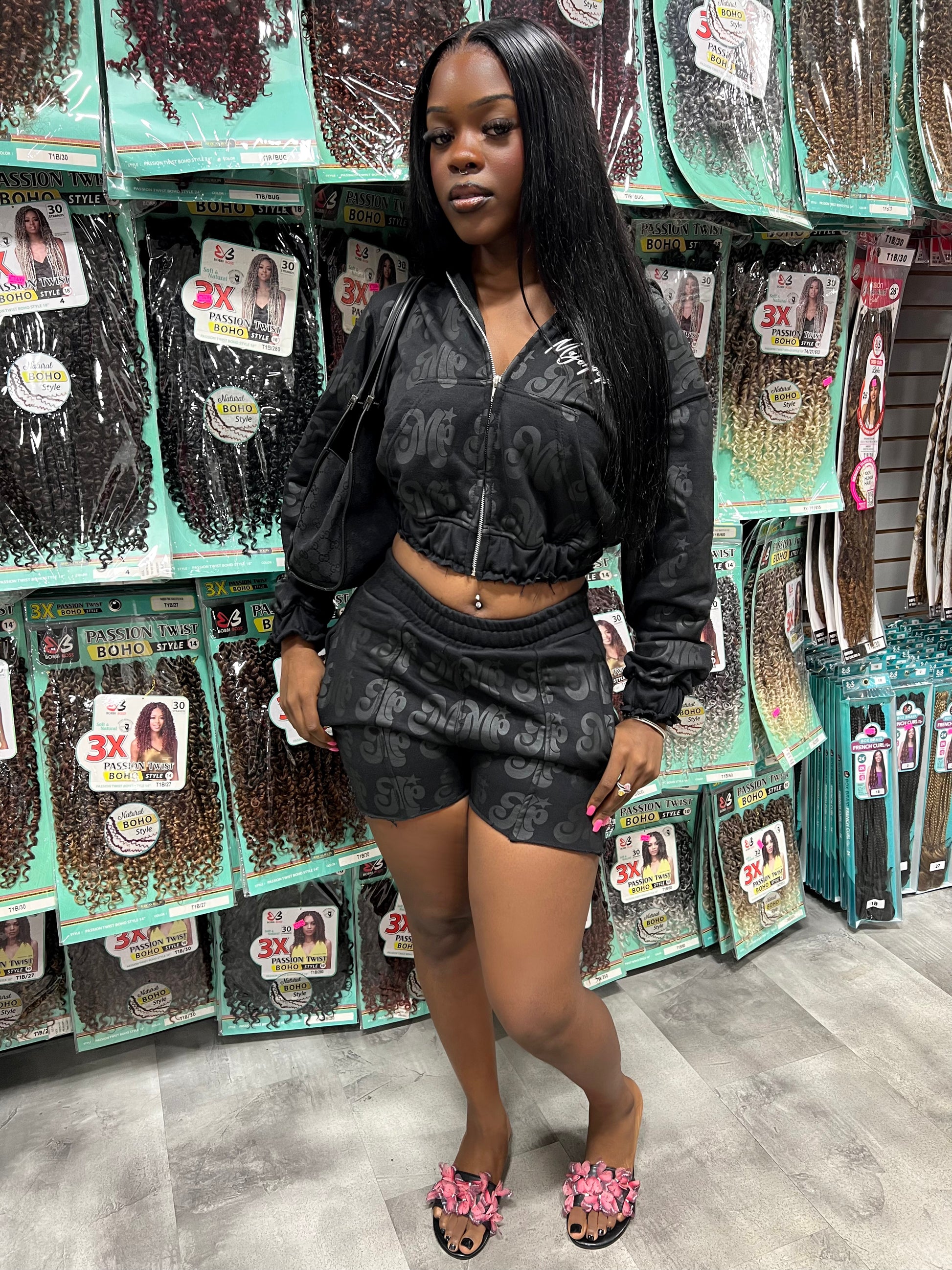 Womens Black Short Set